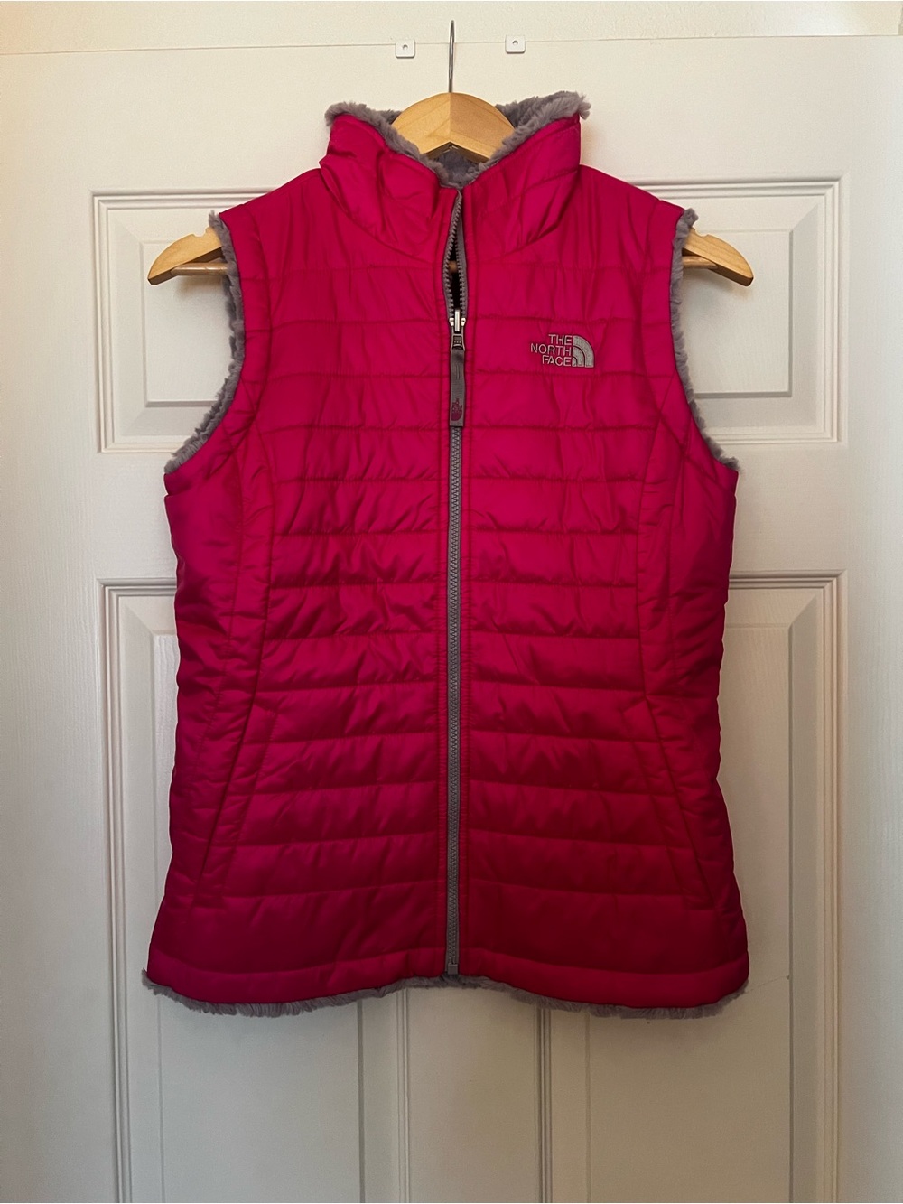 The North Face Girl’s Fuchsia Pink Quilted Reversible Vest